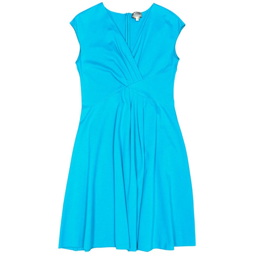 ARMANI COLLEZIONI Women's EUC Milano V-Neck Jersey‎ Dress Turquoise | Size 10